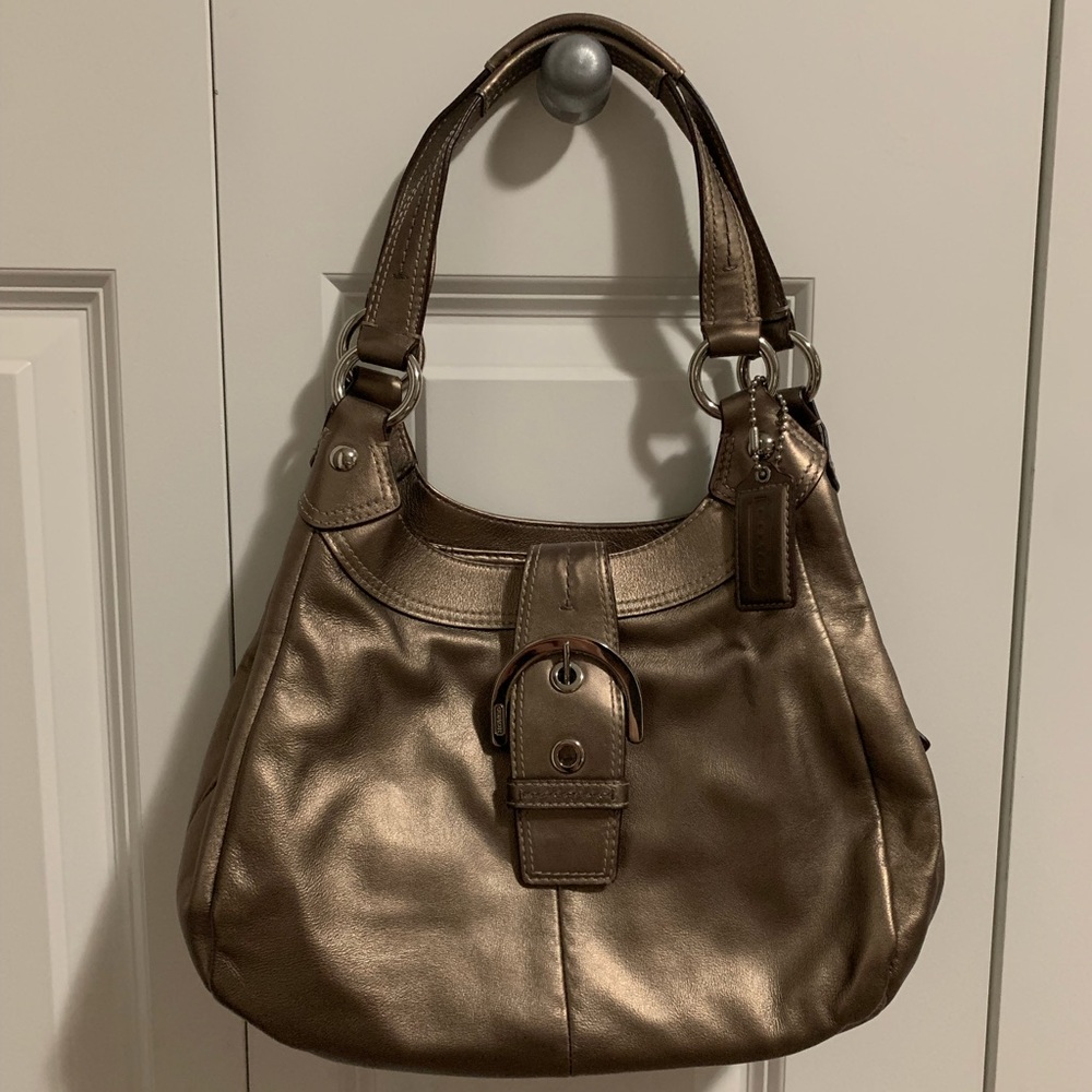 COACH Soho Lynn Bronze Leather Hobo Shoulder Bag